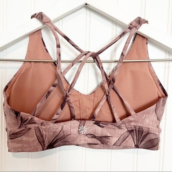 Athleta Floral Solace Print Athletic Gym Sports Bra Inner Beauty Earth Rose Pink - Picture 5 of 7